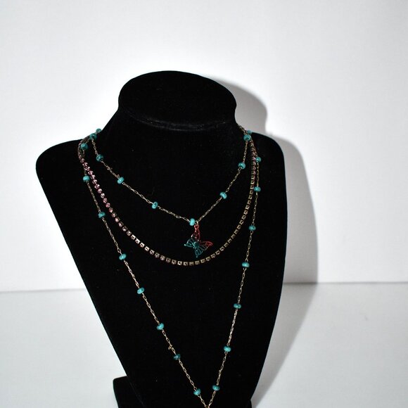 Betsey Johnson Boho Butterfly & Heart Long Multi-Strand Necklace #518971BRS966 N - Picture 3 of 6